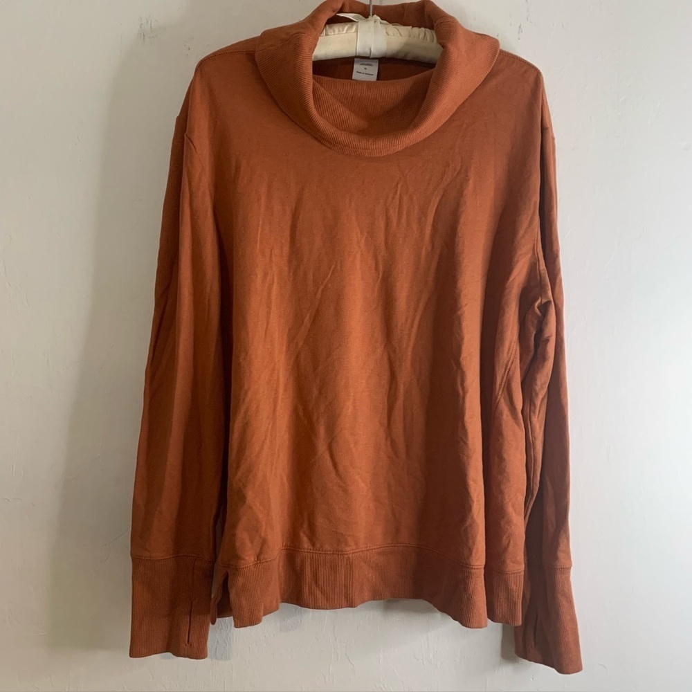 Amazon Essentials Sweater Cowl Neck Orange Womens Sz XL Long Sleeve Turtleneck